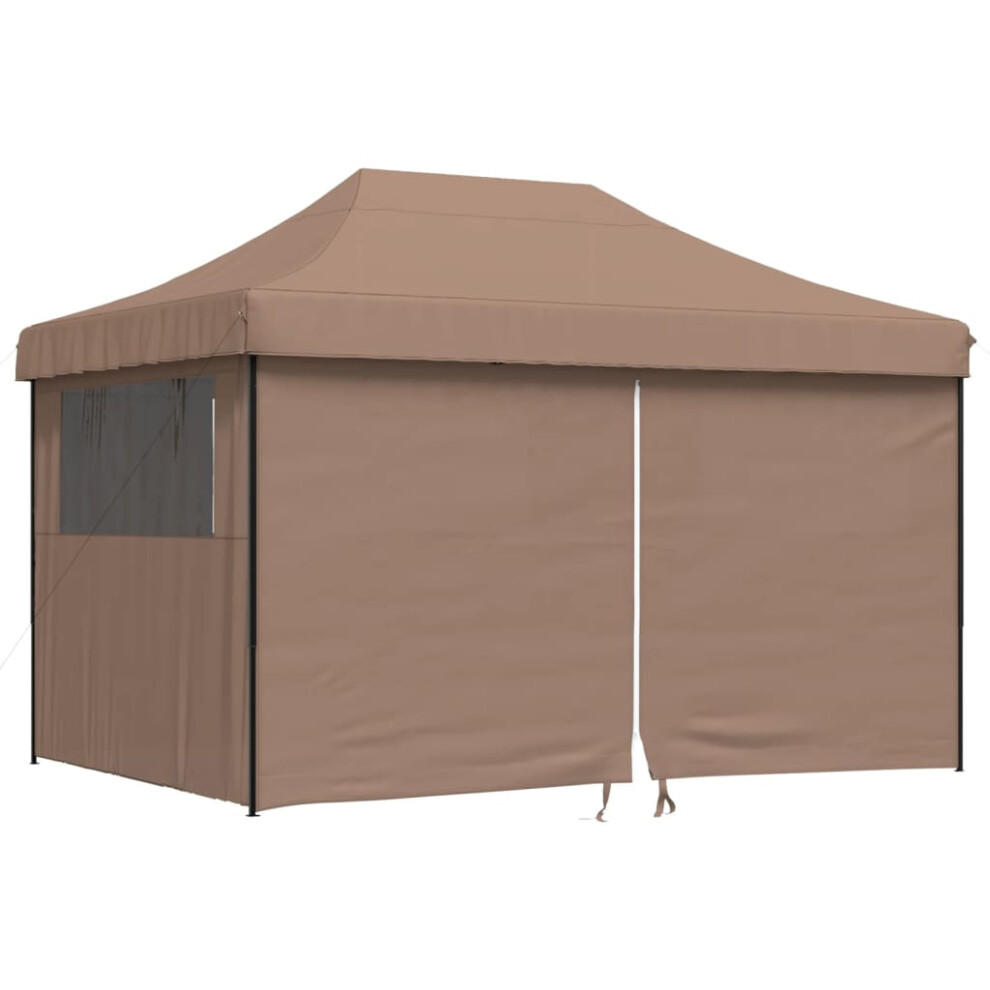 (brown, with 4 sidewalls) vidaXL Foldable Party Tent Pop-Up with 4 Sidewalls Patio Gazebo Canopy Shelter