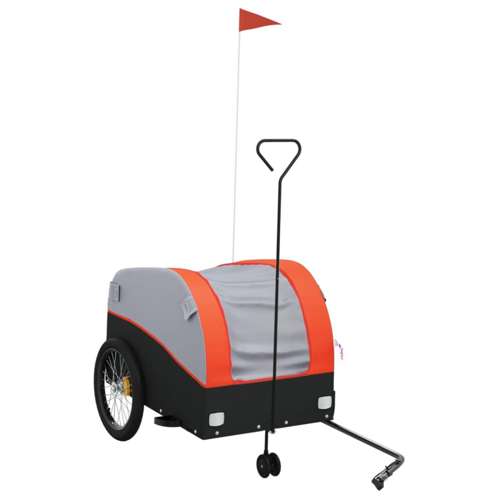 (orange) vidaXL Bike Trailer Bicycle Cargo Trailer Bike Cart Buggy Black 45 kg Iron