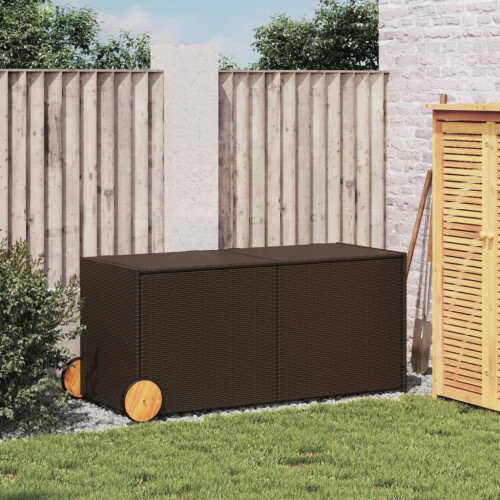 VidaXL vidaXL Gartentruhe mit Rollen Braun 283L Poly Rattan 2