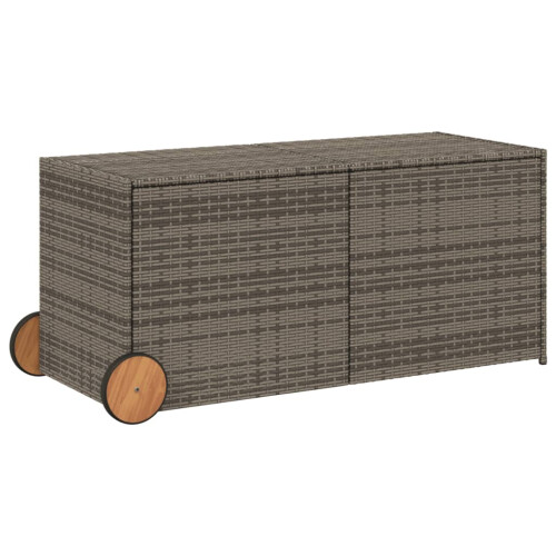 VidaXL vidaXL Gartentruhe mit Rollen Grau 283L Poly Rattan 1