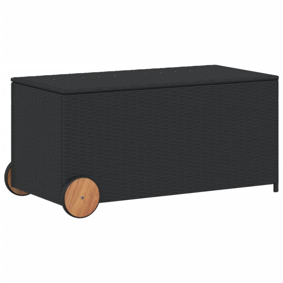 (black, 107 x 55 x 50/53 cm) vidaXL Garden Storage Box Bench Container Chest Shed Blanket Box Poly Rattan