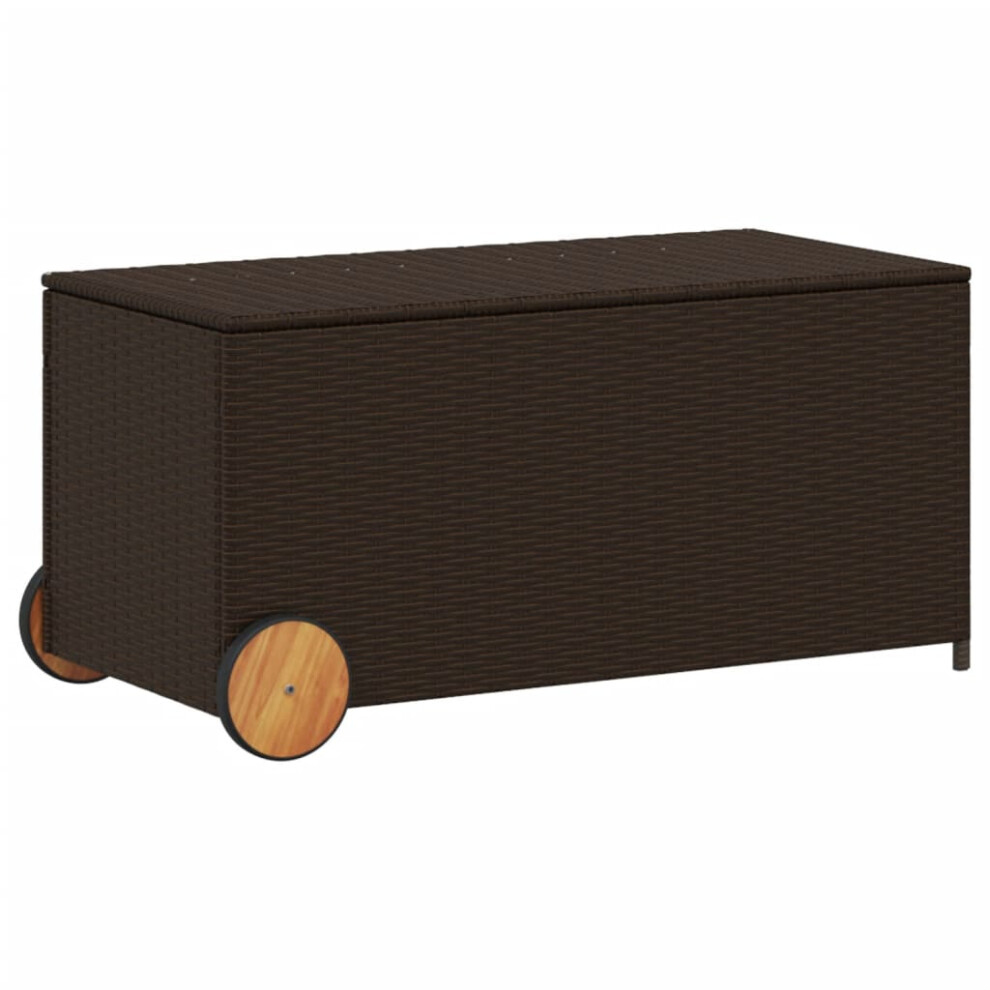 Vidaxl (Brown, 107 X 55 X 50/53 Cm) Garden Storage Box Bench Container Chest Shed Blanket Box Poly Rattan