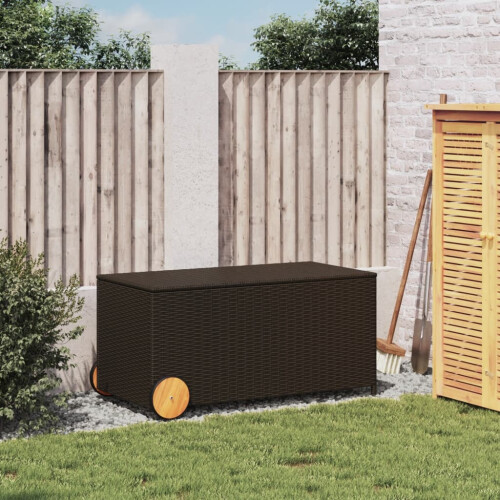 VidaXL vidaXL Gartentruhe mit Rollen Braun 190L Poly Rattan 2