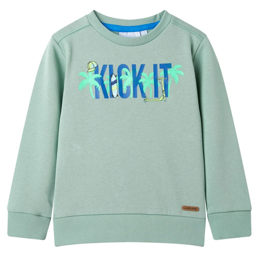 Vidaxl (Khaki, 128 (7-8Y)) Kids' Sweatshirt Toddler Children's Long Sleeves Pullover Kids' Top Clothes Green