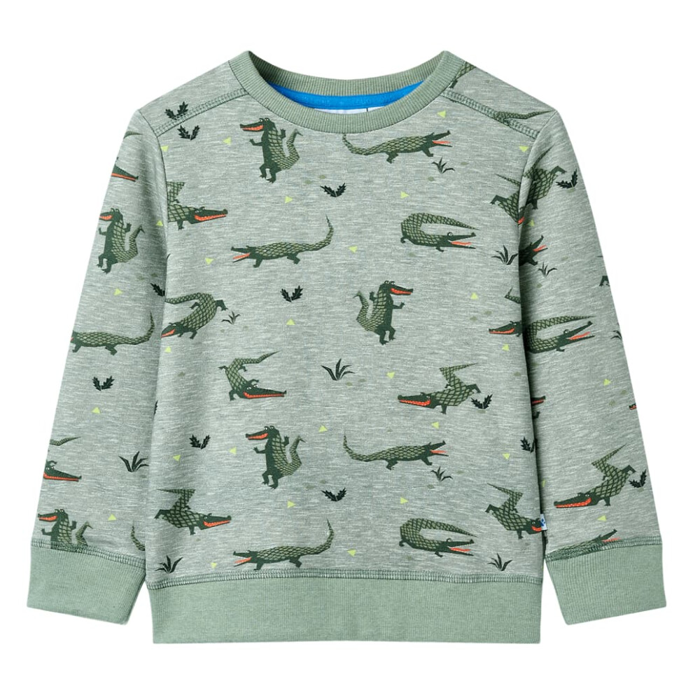 Vidaxl (140 (9-10Y)) Kids' Sweatshirt Children Long Sleeves Pullover Top Light Khaki Melange 128 Green