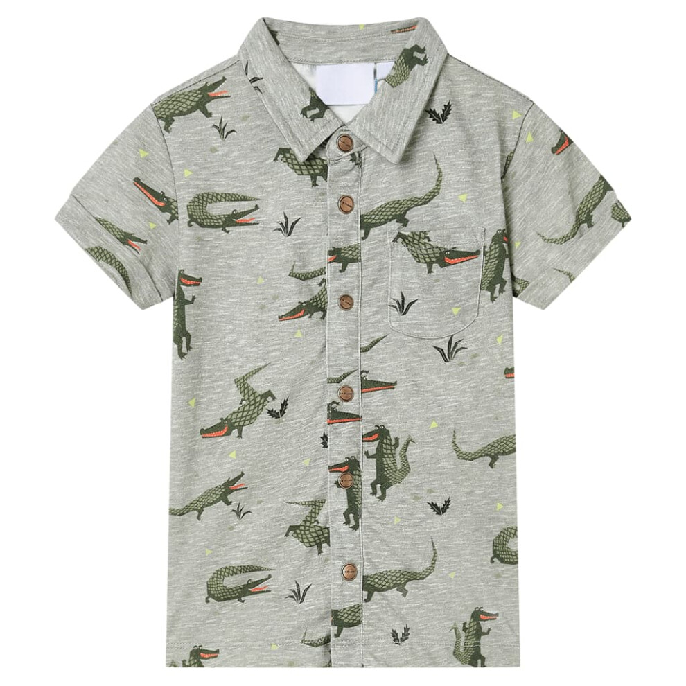 Vidaxl (116 (5-6Y)) Kids' Shirt Short Sleeves Children's Shirt Toddler Top Khaki Melange Light