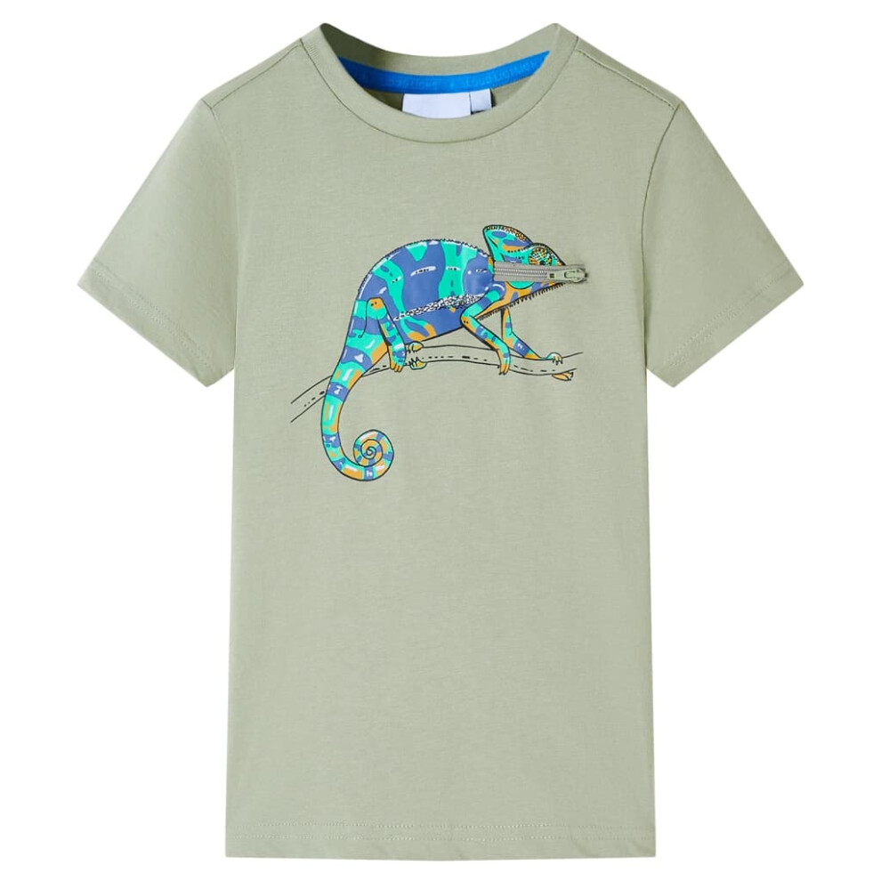 (khaki, 92 (1.5-2y)) Kids' T-shirt with Short Sleeves Toddler Tee Children's T Shirt Light Blue 104