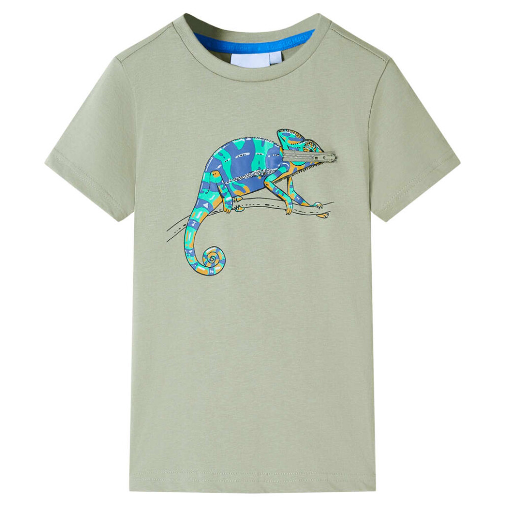 (khaki, 104 (3-4y)) Kids' T-shirt with Short Sleeves Toddler Tee Children's T Shirt Light Blue 104