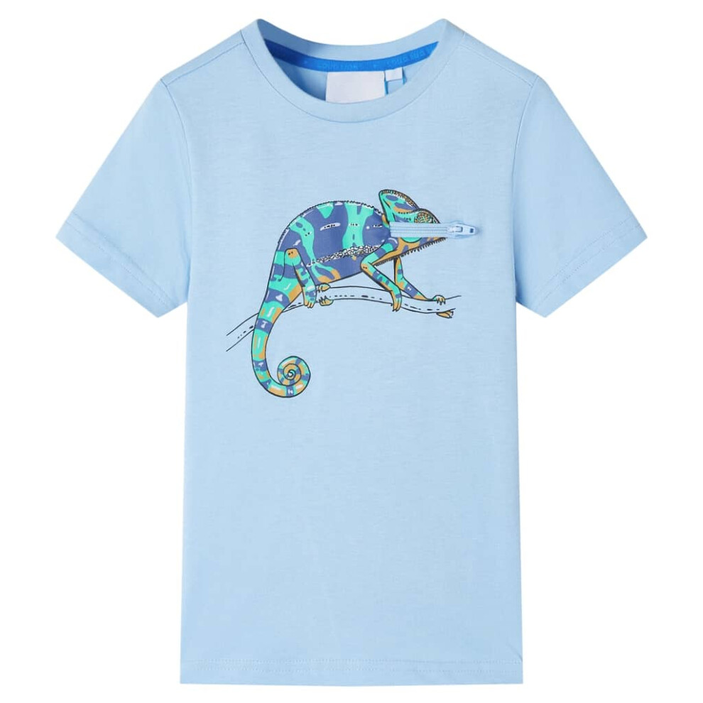 (blue, 128 (7-8y)) Kids' T-shirt with Short Sleeves Toddler Tee Children's T Shirt Light Blue 104