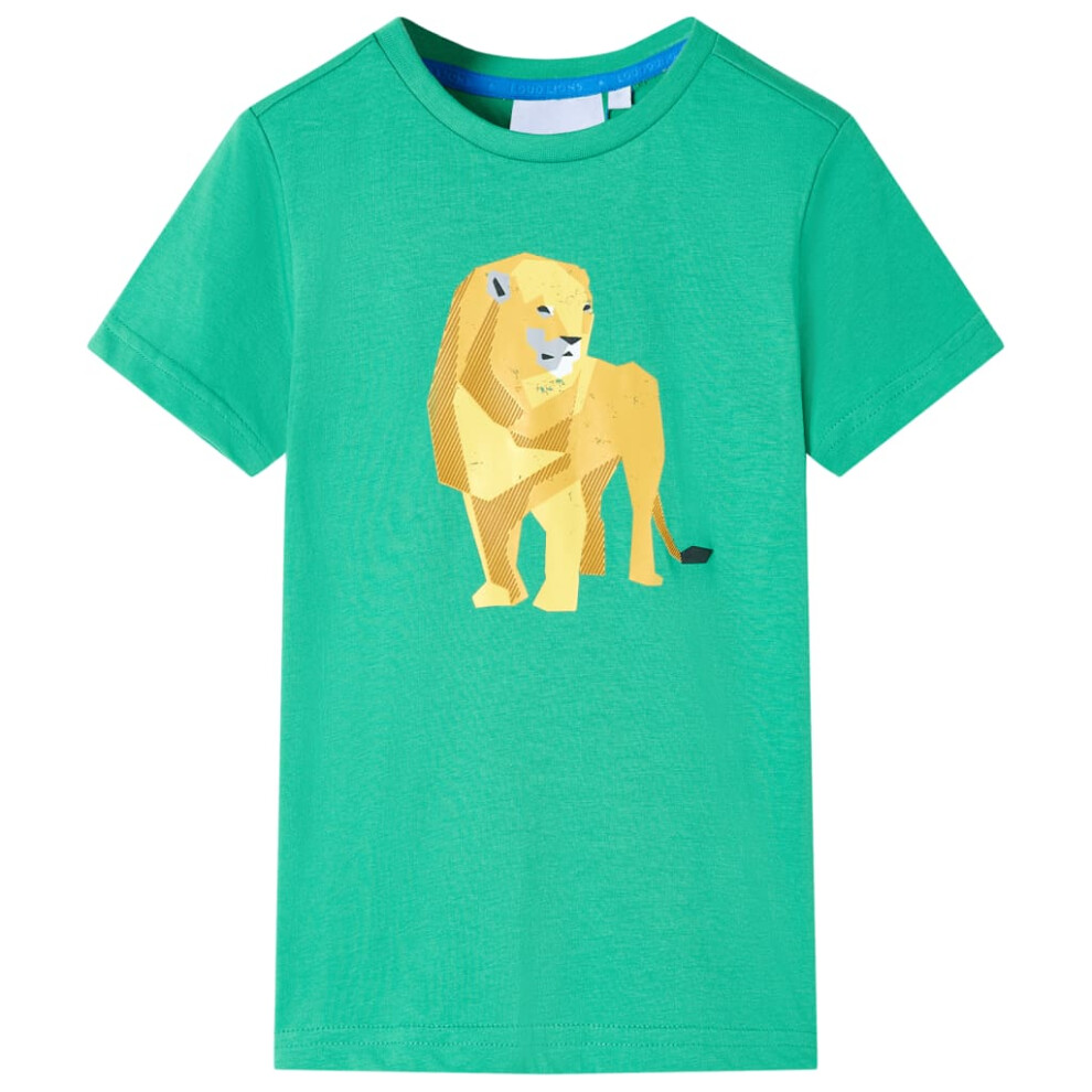 (green, 104 (3-4y)) Kids' T-shirt Short Sleeves Children's T Shirt Toddler Tee Kids Top Lion Print