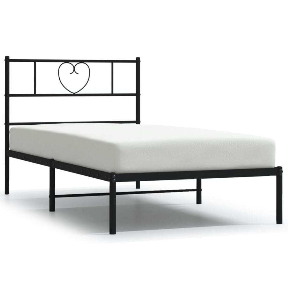 (black, 90 x 190 cm/with headboard) vidaXL Metal Bed Frame with Headboard Bed Base Bedstead Black 90x190 cm Single