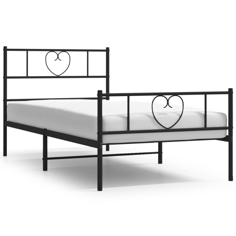 Vidaxl (Black, 90 X 190 Cm/With Headboard & Footboard) Metal Bed Frame With Headboard Bed Base Bedstead Black 90X190 Cm Single