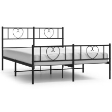 (black, 150 x 200 cm/with headboard & footboard) vidaXL Metal Bed Frame with Headboard Bed Base Bedstead Black 90x190 cm Single