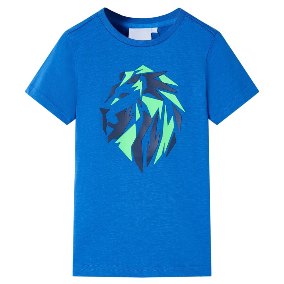 (blue, 92 (1.5-2y)) Kids' T-shirt Short Sleeves Children's T Shirt Tee Toddler Top Lion Print