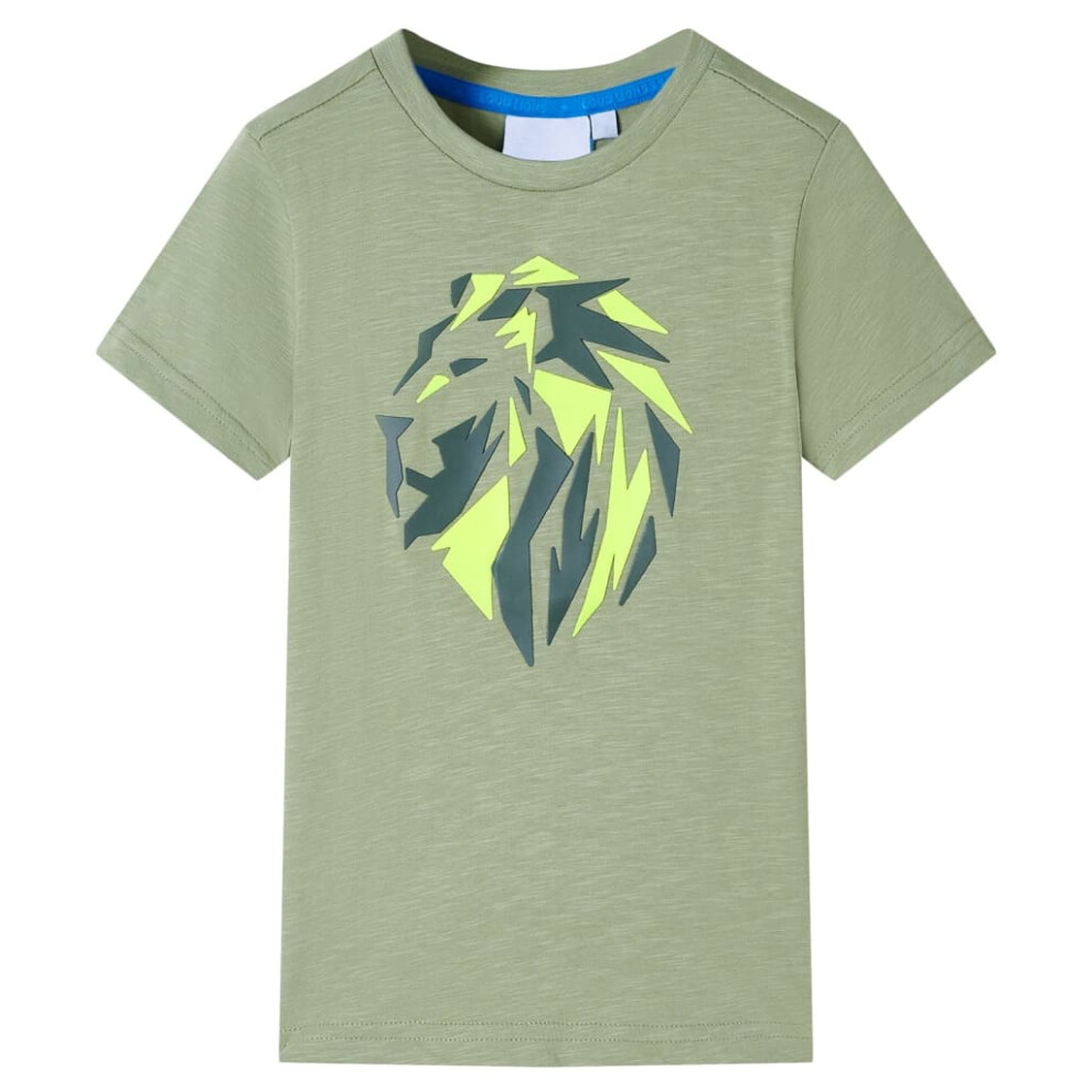 (khaki, 92 (1.5-2y)) Kids' T-shirt Short Sleeves Children's T Shirt Tee Toddler Top Lion Print