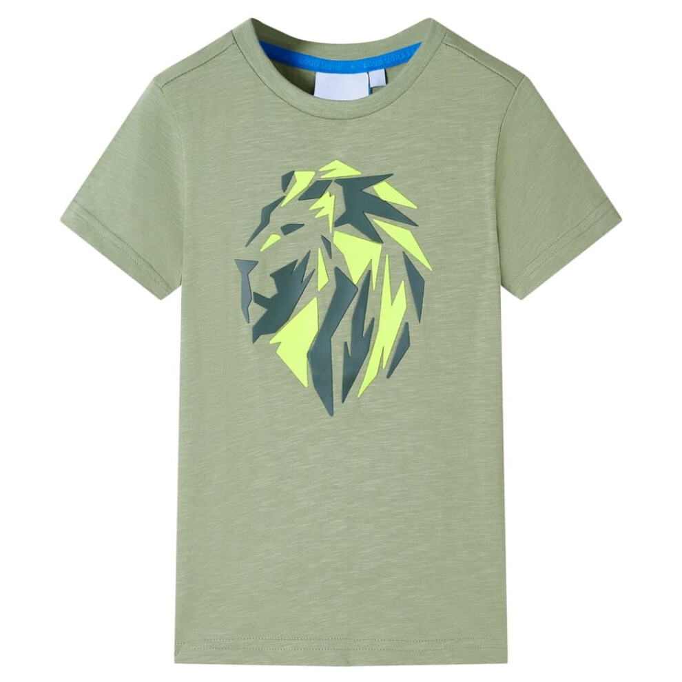 (khaki, 104 (3-4y)) Kids' T-shirt Short Sleeves Children's T Shirt Tee Toddler Top Lion Print