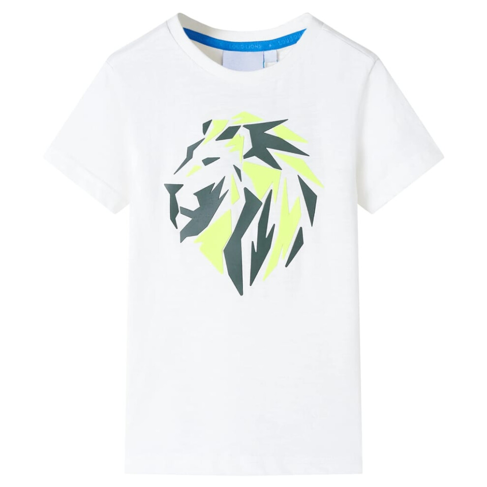 (ecru, 92 (1.5-2y)) Kids' T-shirt Short Sleeves Children's T Shirt Tee Toddler Top Lion Print