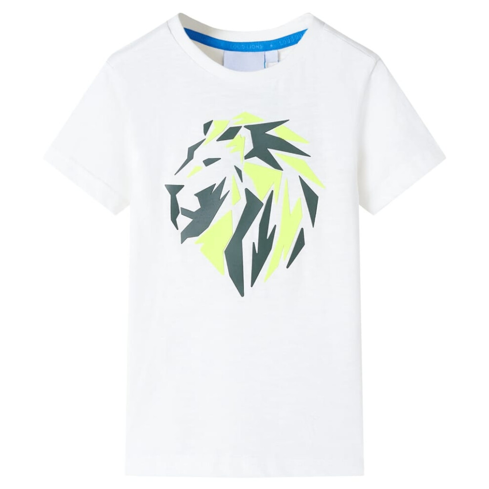 (ecru, 104 (3-4y)) Kids' T-shirt Short Sleeves Children's T Shirt Tee Toddler Top Lion Print