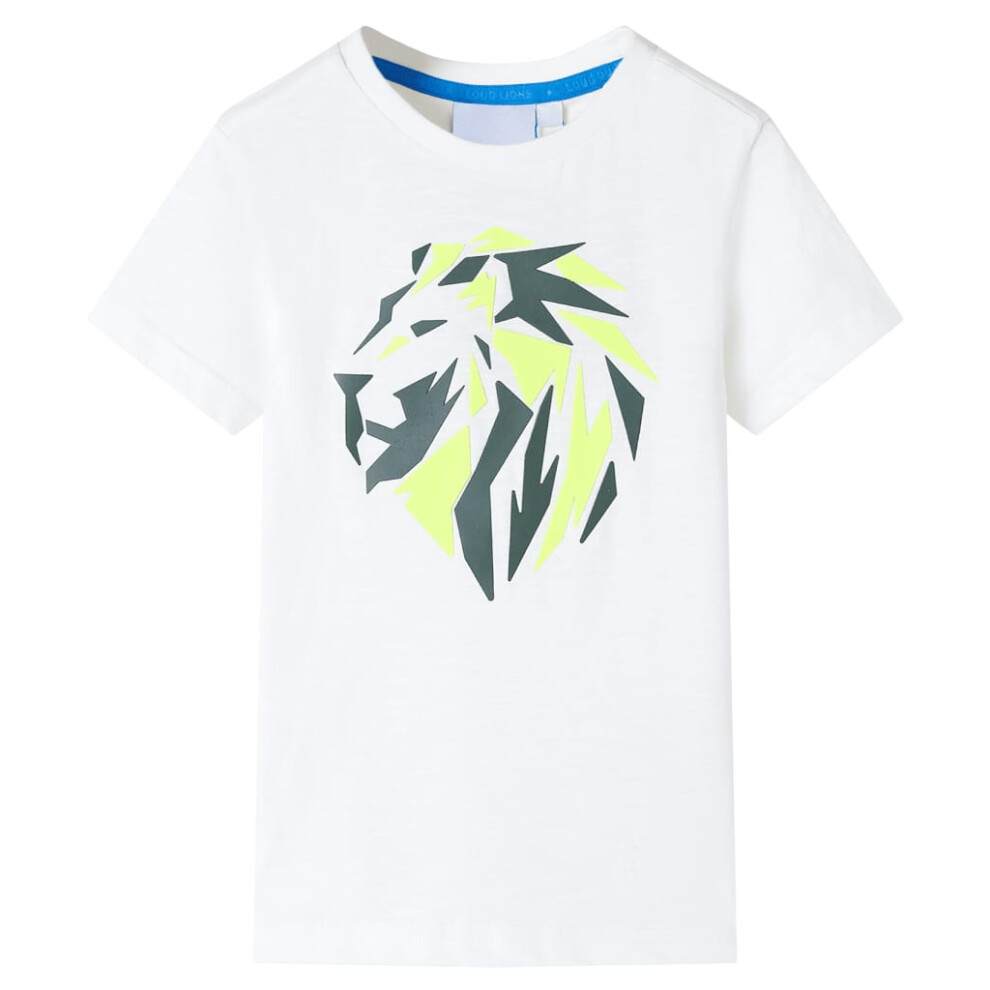 (ecru, 128 (7-8y)) Kids' T-shirt Short Sleeves Children's T Shirt Tee Toddler Top Lion Print