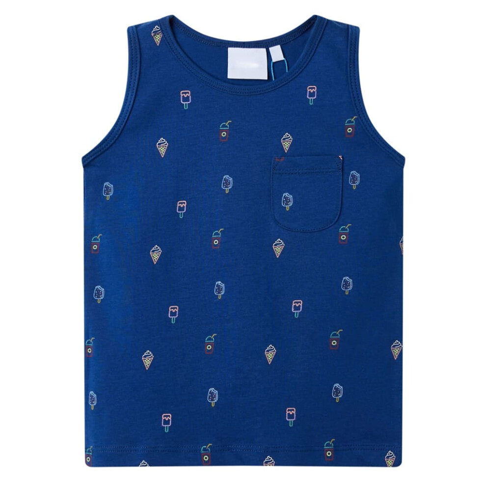 (104 (3-4y)) Kids' Tank Top Children's Sleeveless Camisole Undershirt Kids' Vest Dark Blue