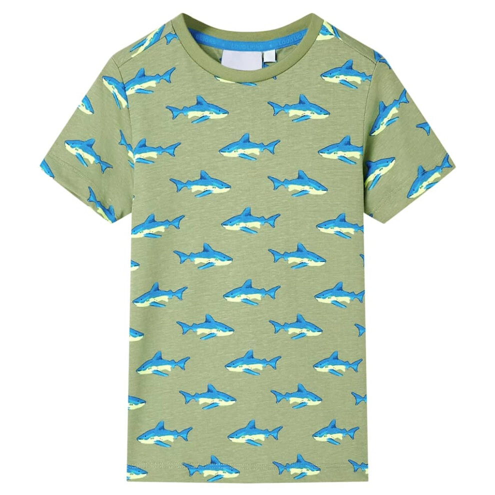 Vidaxl (Khaki, 140 (9-10Y)) Kids' T-Shirt Short Sleeves Toddler Children's Shirt Tee Kids' Top Clothes Green