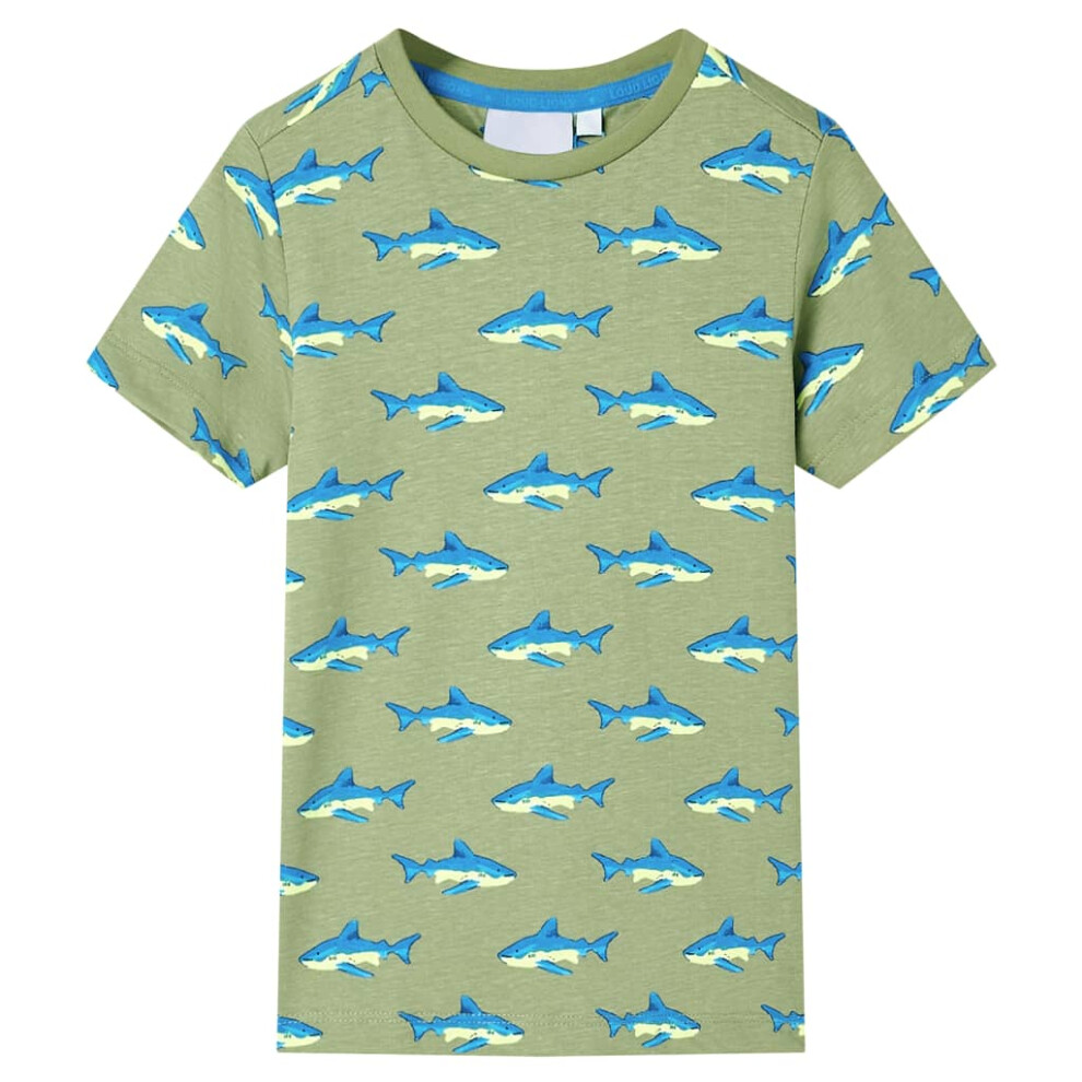 Vidaxl (Khaki, 104 (3-4Y)) Kids' T-Shirt Short Sleeves Toddler Children's Shirt Tee Kids' Top Clothes