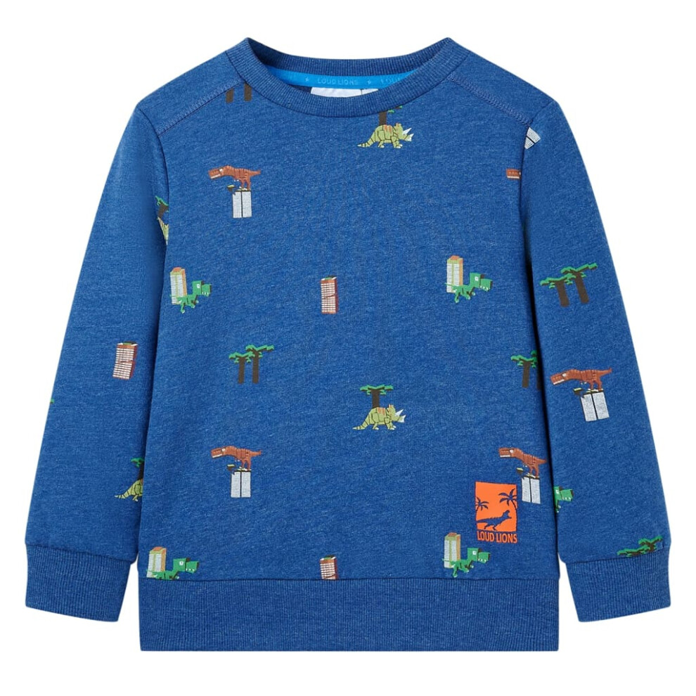 Vidaxl (128 (7-8Y)) Kids' Sweatshirt Children Long Sleeves Clothes Pullover Top Dark Melange Blue