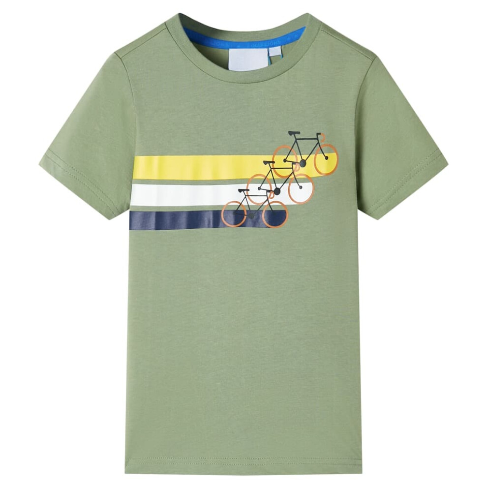 (khaki, 92 (1.5-2y)) Kids' T-shirt with Short Sleeves Kids Tee Children's T Shirt Blue Melange 116