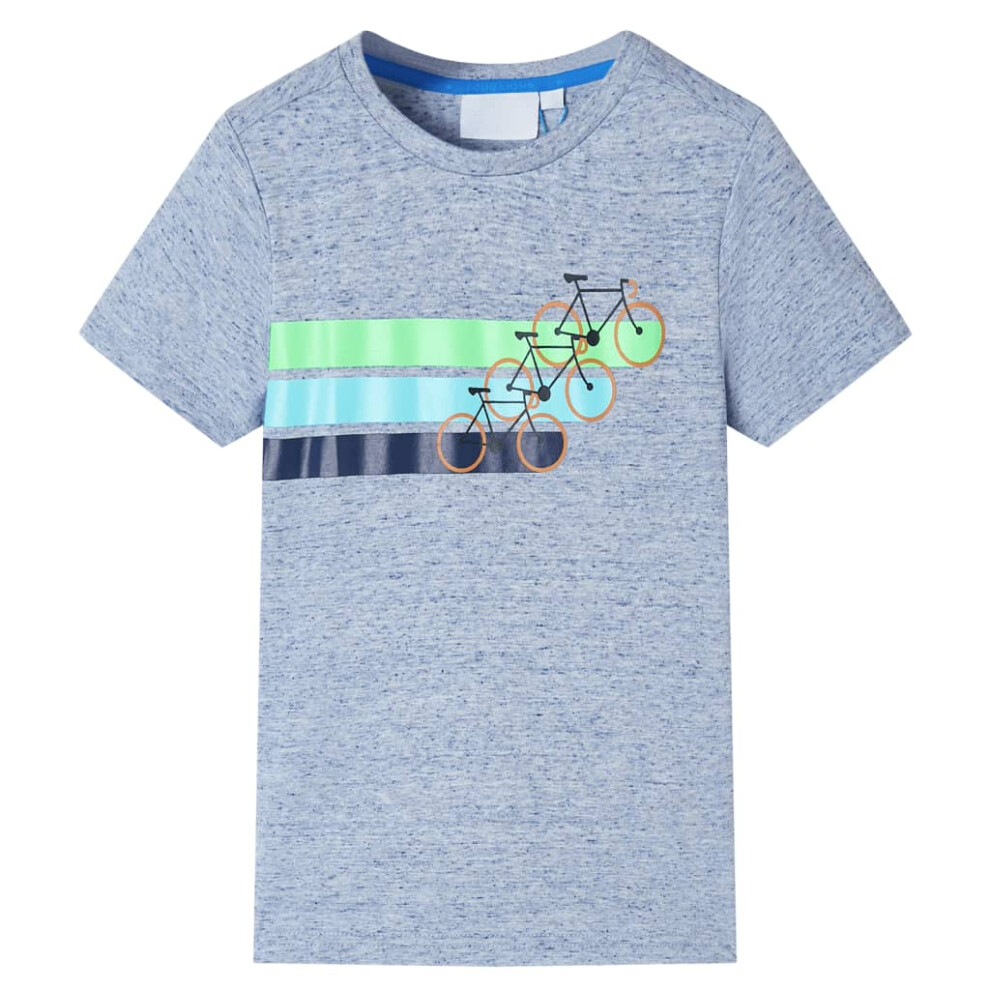 New Vidaxl Boys (, 128 (7-8Y)) Kids' T-Shirt With Short Sleeves Kids Tee Children's T Shirt Melange 116 Blue