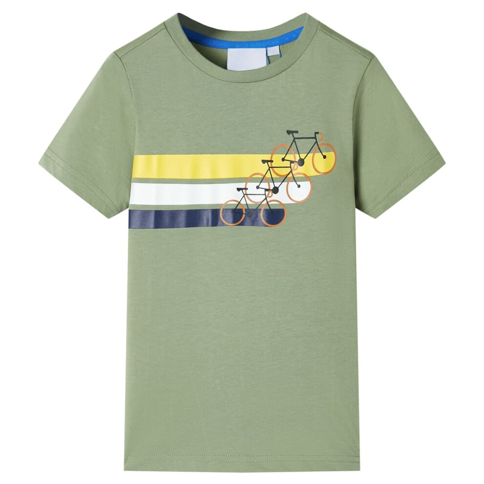 (khaki, 128 (7-8y)) Kids' T-shirt with Short Sleeves Kids Tee Children's T Shirt Blue Melange 116