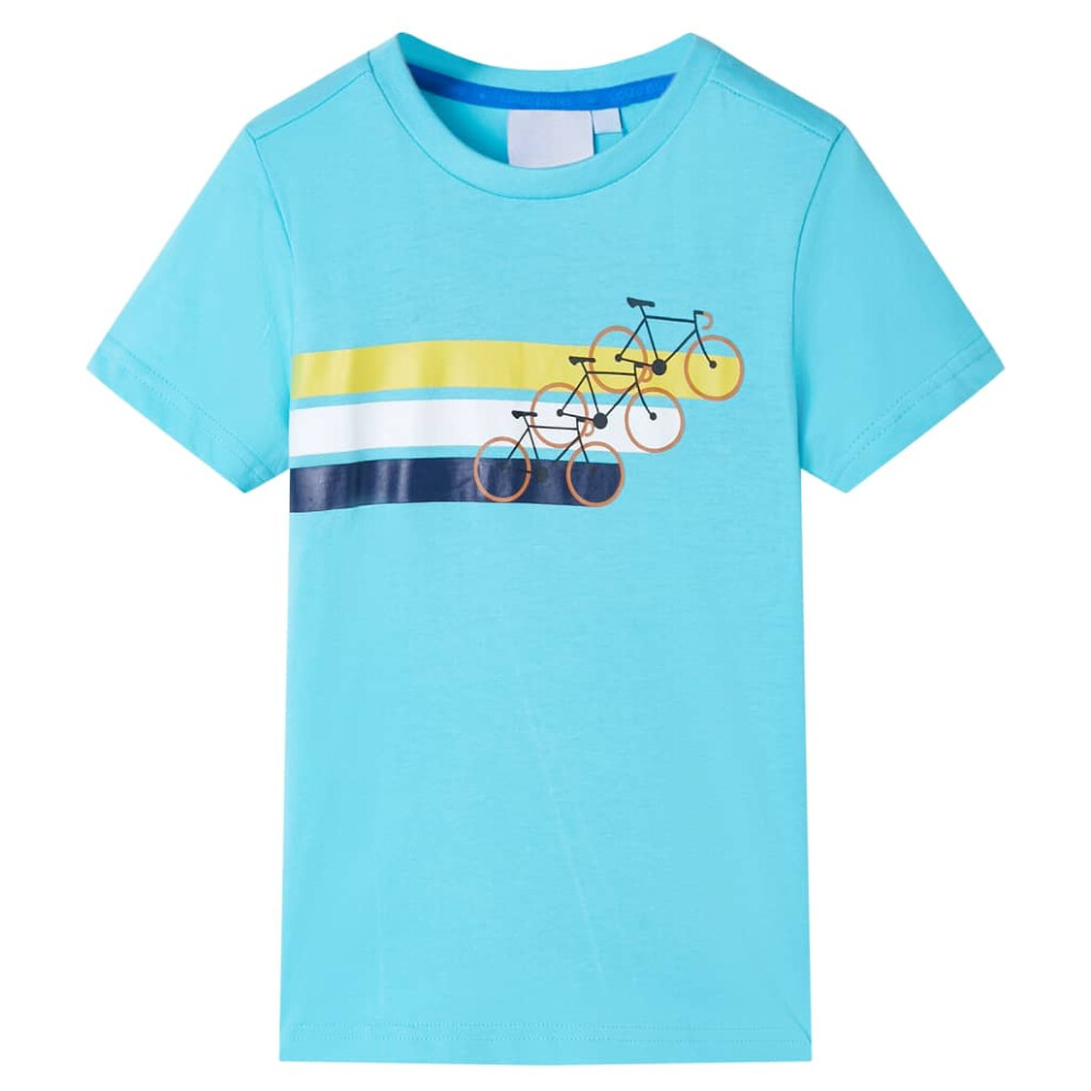 (aqua, 92 (1.5-2y)) Kids' T-shirt with Short Sleeves Kids Tee Children's T Shirt Blue Melange 116