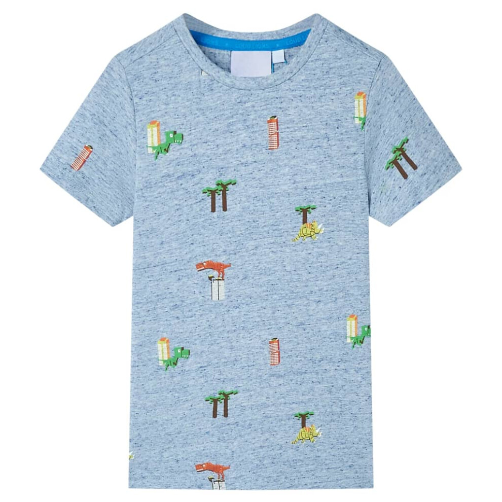 New Vidaxl Boys (, 104 (3-4Y)) Kids' T-Shirt Short Sleeves Tee Children's T Shirt Toddler Melange 140 Blue