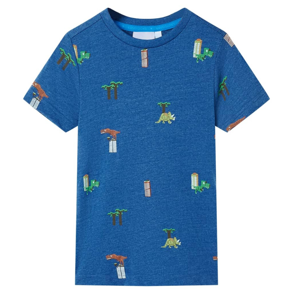 New Vidaxl Boys (Dark 104 (3-4Y)) Kids' T-Shirt Short Sleeves Tee Children's T Shirt Toddler Melange 140 Blue