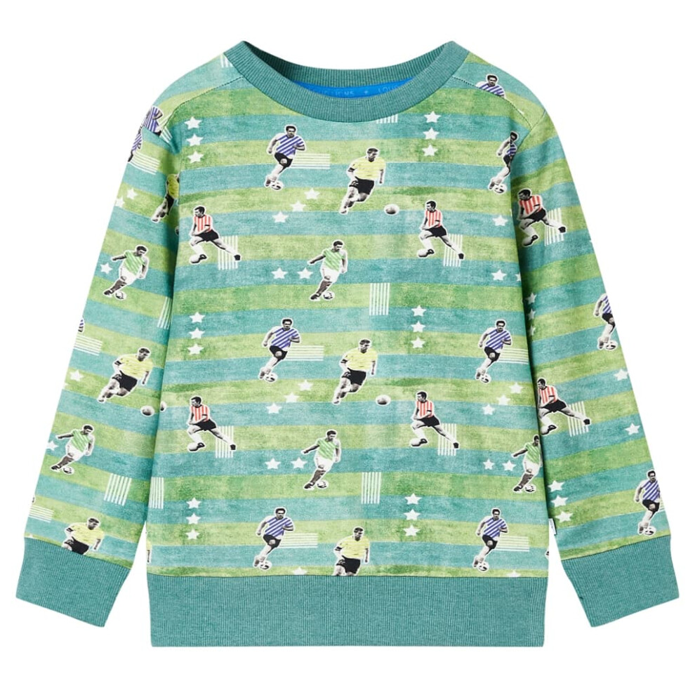 Vidaxl (116 (5-6Y)) Kids' Sweatshirt Children Long Sleeves Pullover Kids' Top Light Melange Green