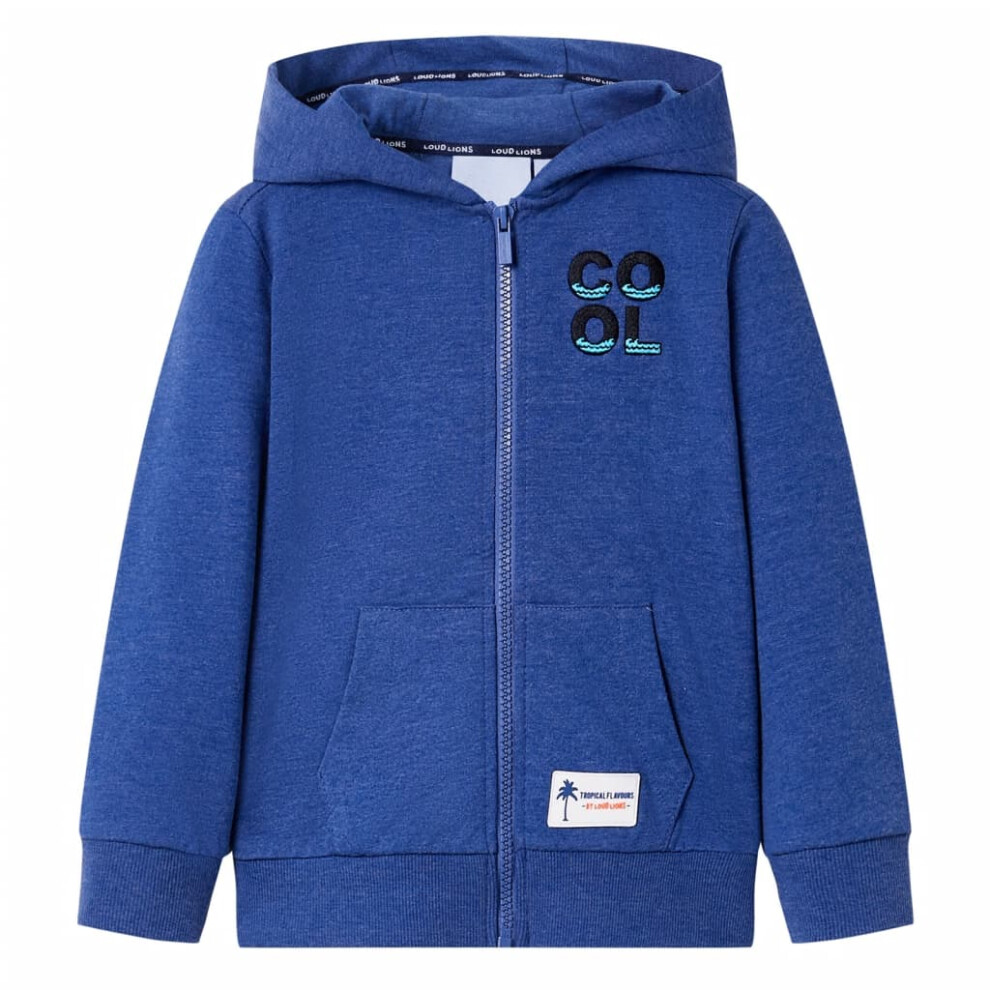 (blue, 92 (1.5-2y)) Kids' Hooded Sweatshirt with Zip Toddler Pullover Hoodie Dark Blue Melange 140