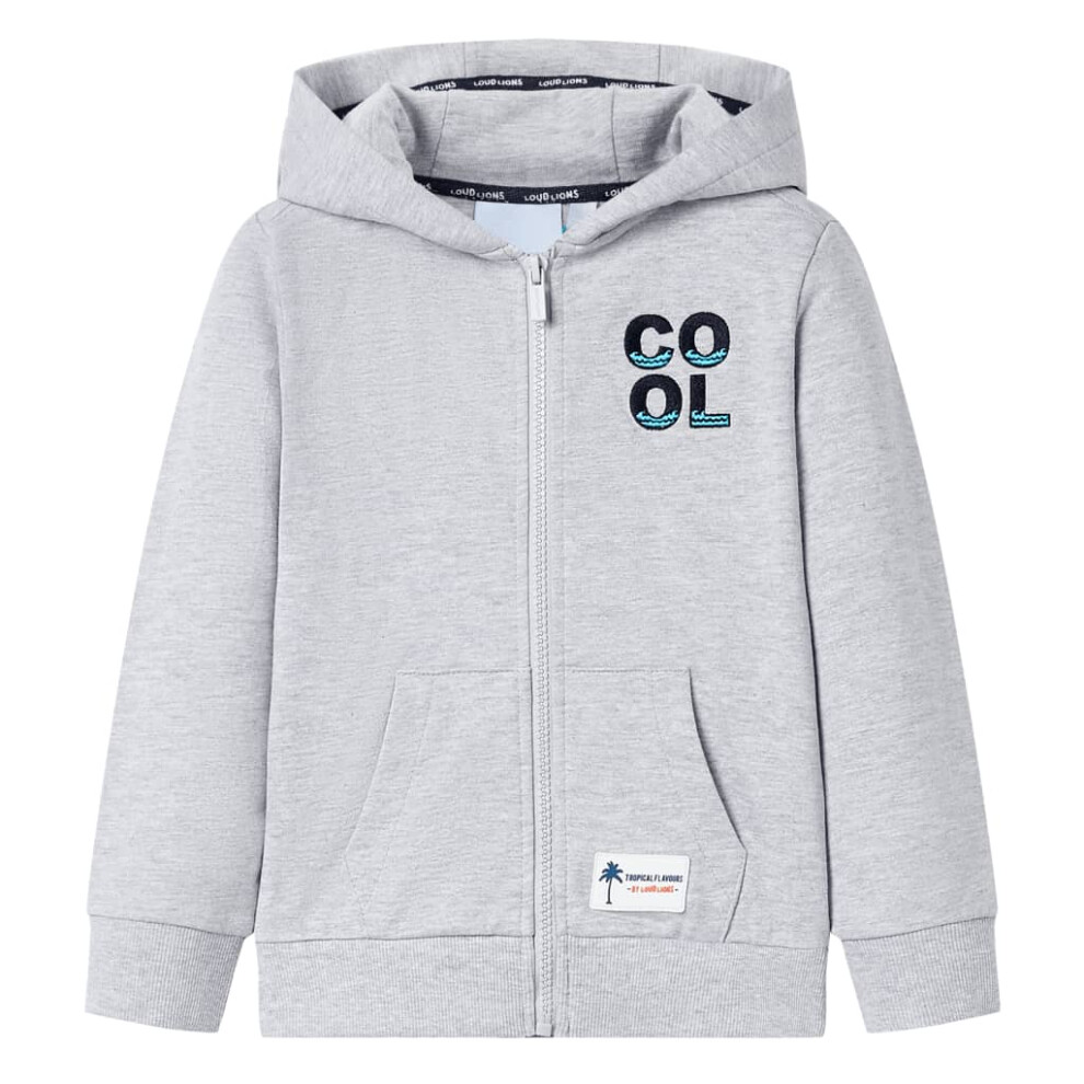 Vidaxl (Grey, 92 (1.5-2Y)) Kids' Hooded Sweatshirt With Zip Toddler Pullover Hoodie Dark Blue Melange 140 Blue,Grey