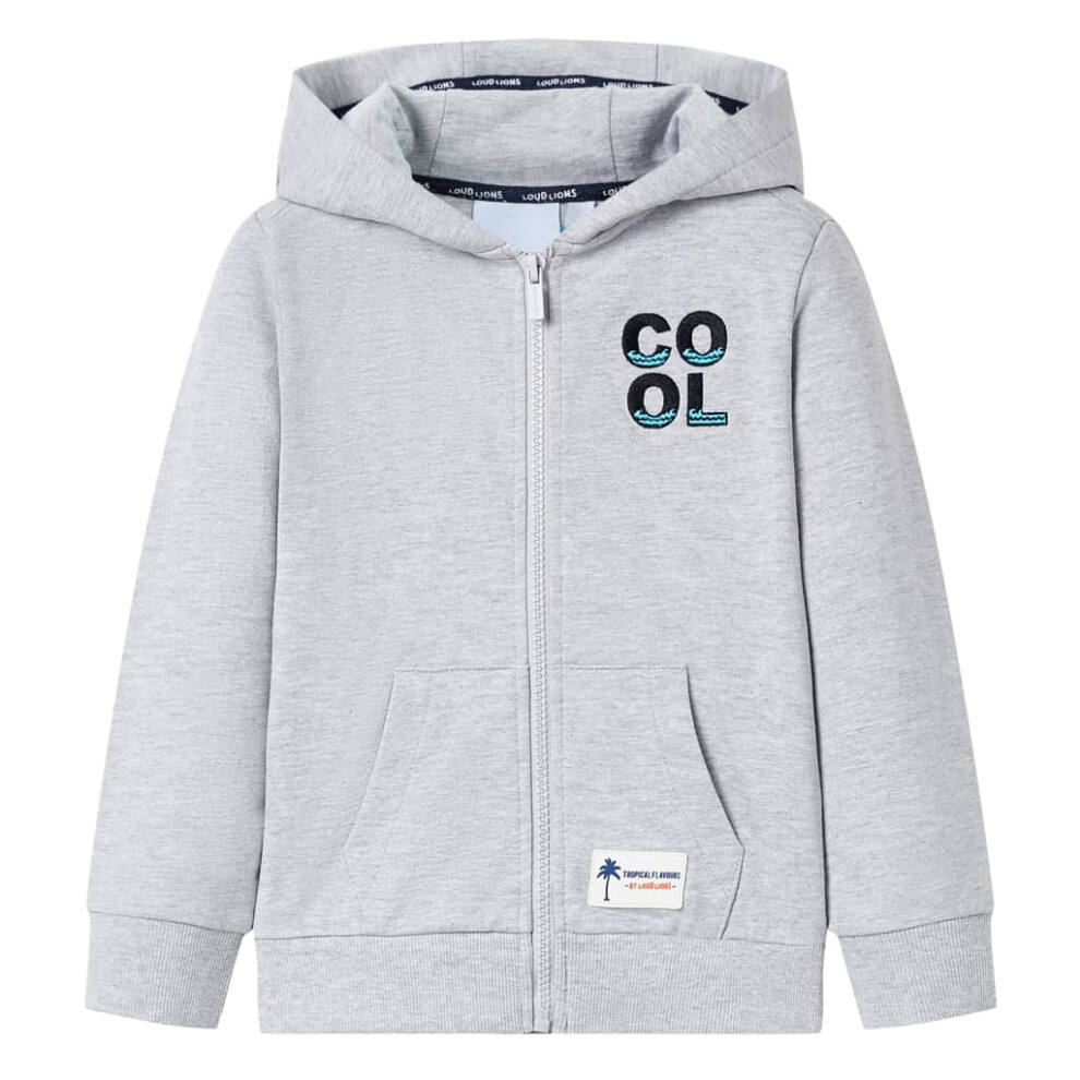 (grey, 104 (3-4y)) Kids' Hooded Sweatshirt with Zip Toddler Pullover Hoodie Dark Blue Melange 140