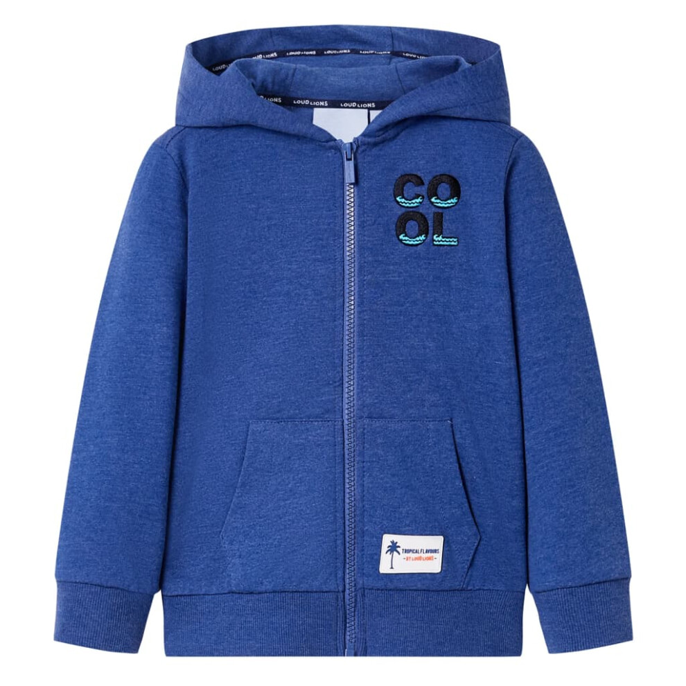 New Vidaxl Boys (, 104 (3-4Y)) Kids' Hooded Sweatshirt With Zip Toddler Pullover Hoodie Dark Melange 140 Blue