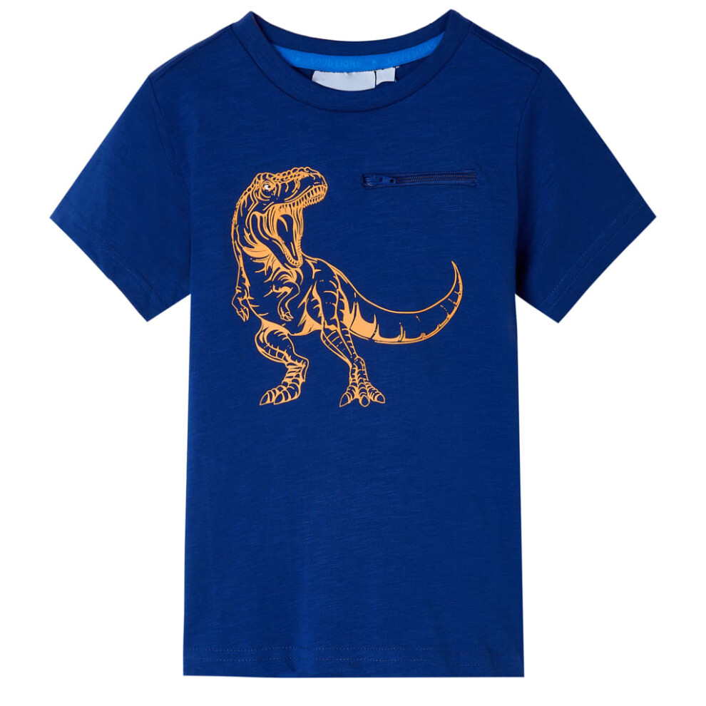 Vidaxl (Blue, 104 (3-4Y)) Kids' T-Shirt With Short Sleeves Children's T Shirt Tee Top Dinosaur Design