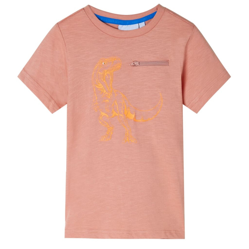 (orange, 92 (1.5-2y)) Kids' T-shirt with Short Sleeves Children's T Shirt Tee Top Dinosaur Design