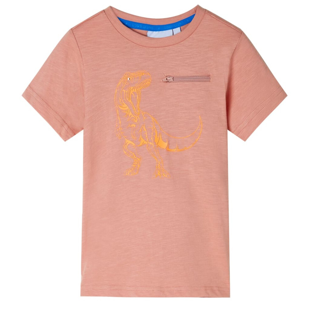 (orange, 104 (3-4y)) Kids' T-shirt with Short Sleeves Children's T Shirt Tee Top Dinosaur Design