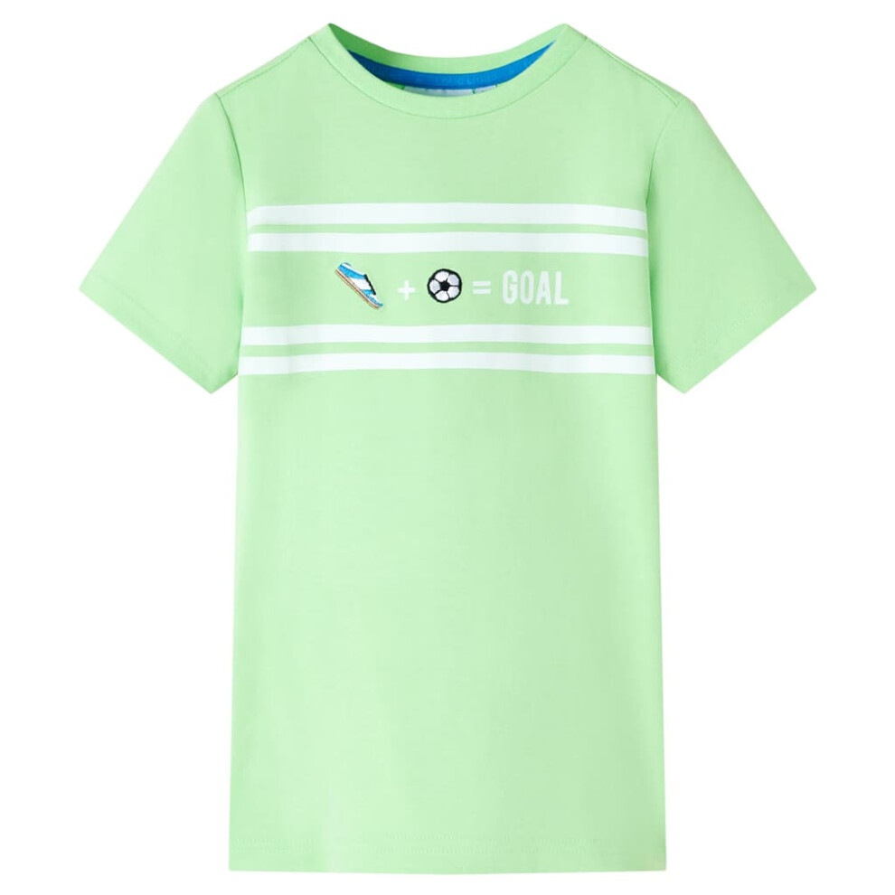 Vidaxl (, 128 (7-8Y)) Kids' T-Shirt Short Sleeves Children's T Shirt Toddler Tee Goal Design Neon Green