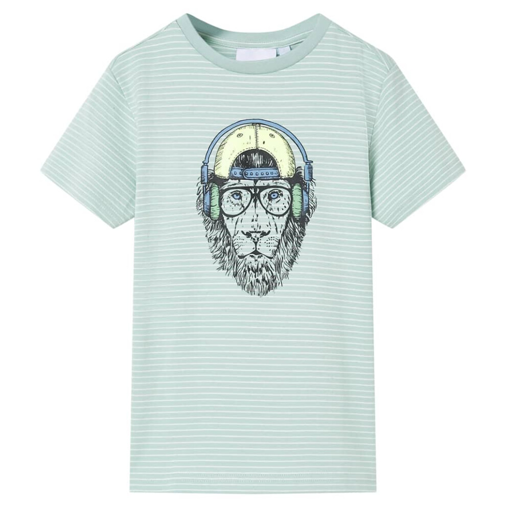 New Vidaxl Boys (116 (5-6Y)) Kids' T-Shirt With Stripes Short Sleeves Top Children's Shirt Tee Light Mint Not,Specified