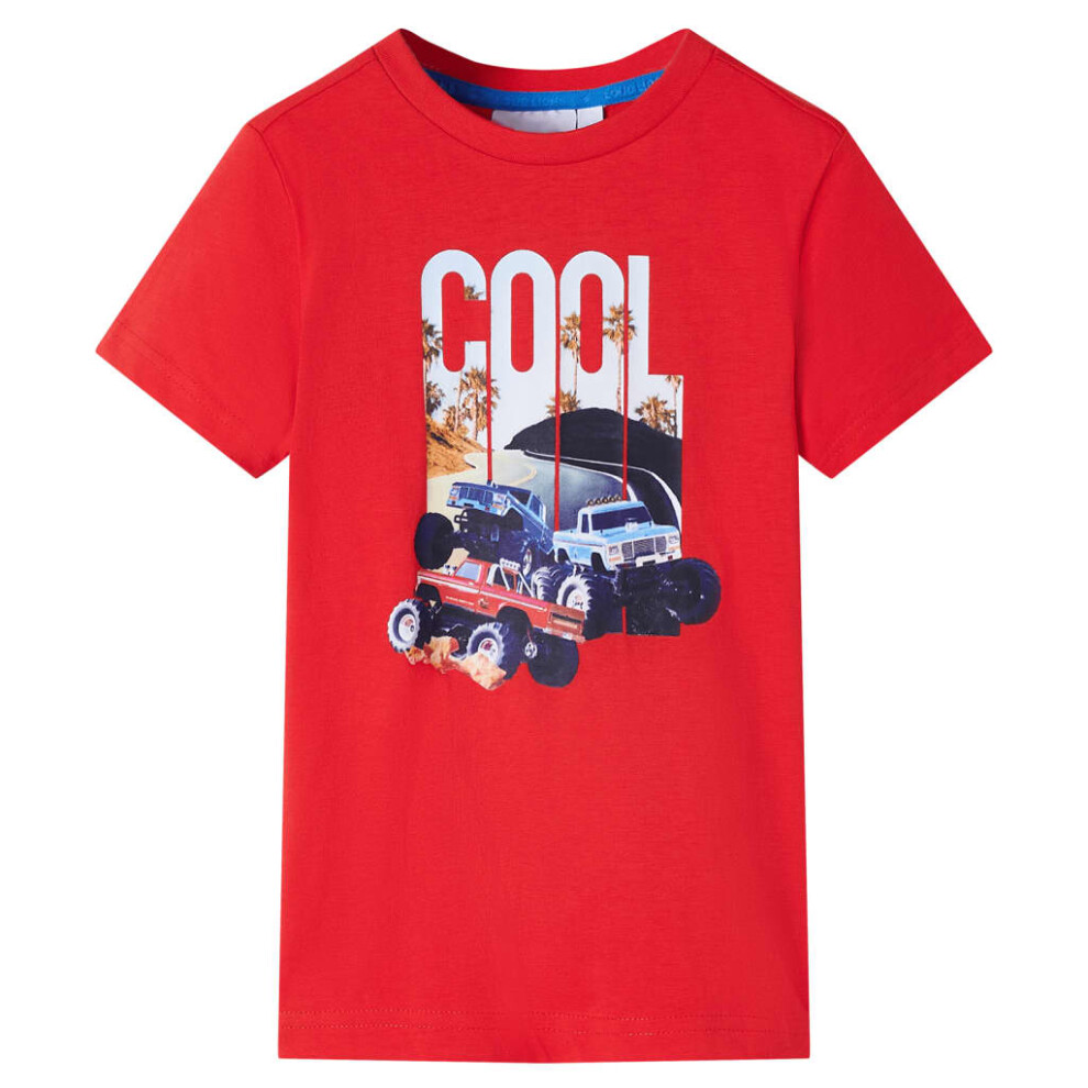 (red, 140 (9-10y)) Kids' T-shirt Short Sleeves Children's T Shirt Tee Toddler Top Cars Print