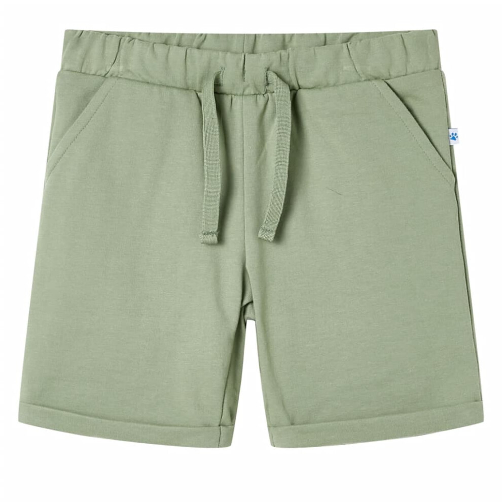 (128 (7-8y)) Kids' Shorts with Drawstring Pants Kids Elasticated Waist Shorts Light Khaki