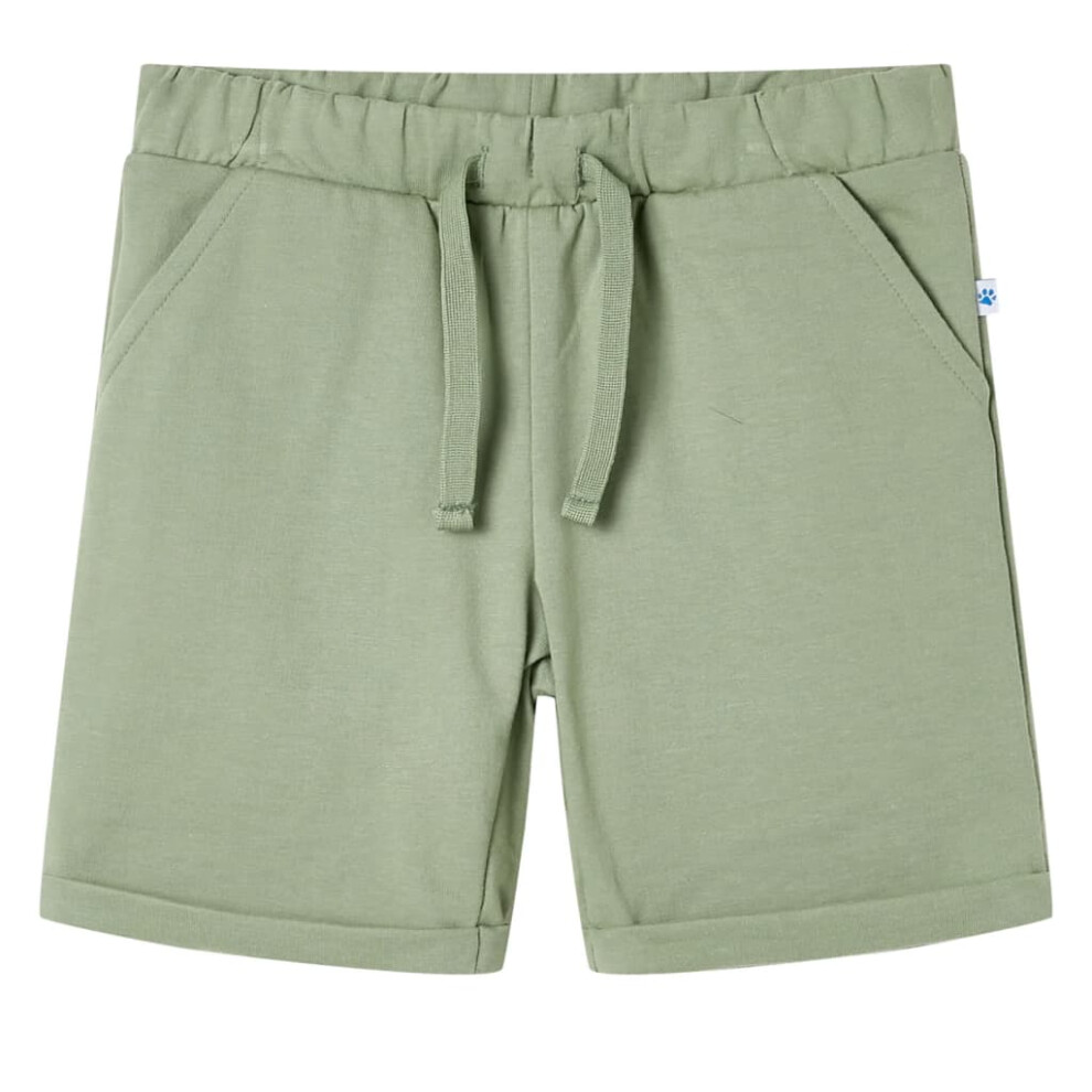 (140 (9-10y)) Kids' Shorts With Drawstring Pants Kids Elasticated Waist Shorts Light Khaki