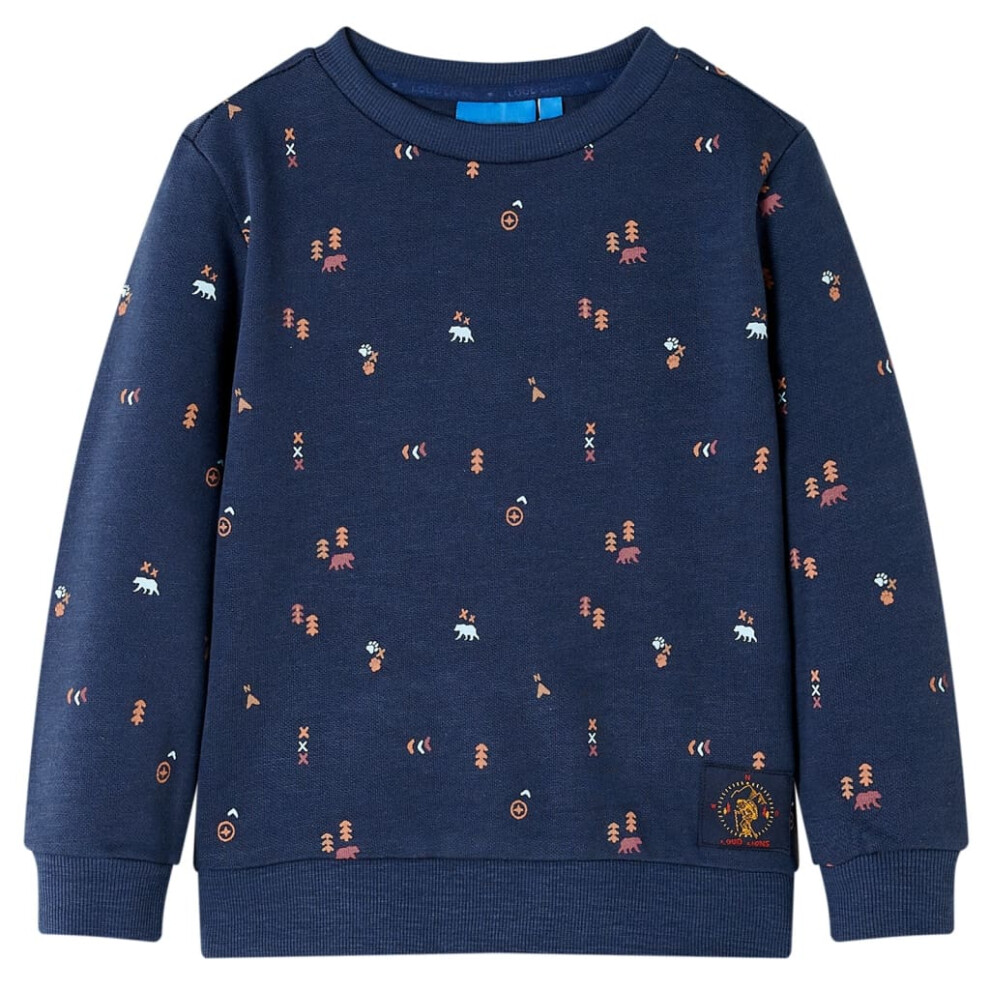 Vidaxl (116 (5-6Y)) Kids' Sweatshirt Children Long Sleeves Toddler Pullover Kids' Top Navy Melange