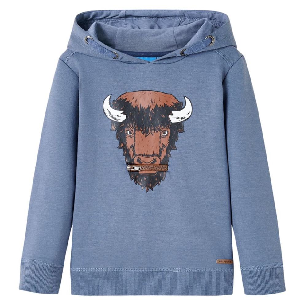 (140 (9-10y)) Kids' Hooded Sweatshirt Children Pullover Hoodie for Toddler Blue Melange