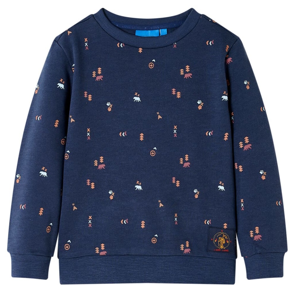 New Vidaxl Boys (104 (3-4Y)) Kids' Sweatshirt Children Long Sleeves Toddler Pullover Kids' Top Navy Melange