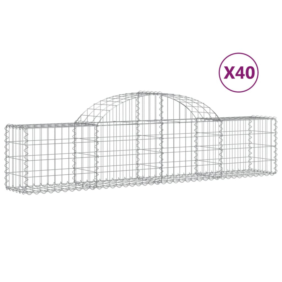 (200 x 30 x 40/60 cm/ 40 pcs) vidaXL Arched Gabion Basket Stone Basket Gabion Retaining Wall Galvanised Iron